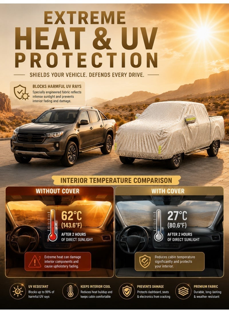Eworld Waterproof UV Resistant Full Car Cover for BYD Shark 6 - All Weather Dustproof Sun Protection Outdoor Cover, Silver - Image 3