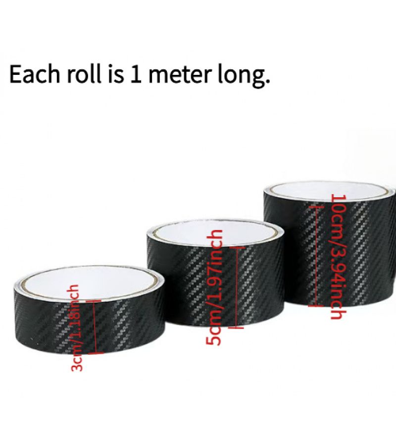 3D Carbon Nanofiber Tape Set 1.18 Inch 1.97 Inch 3.94 Inch Full Protection Car Bumper Sticker Black Matte Finish Waterproof Scratch Resistant Door Edge Guard - Image 2