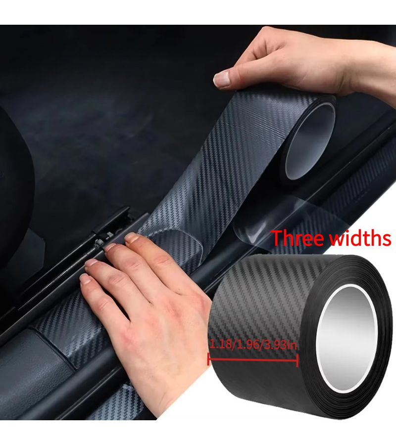 3D Carbon Nanofiber Tape Set 1.18 Inch 1.97 Inch 3.94 Inch Full Protection Car Bumper Sticker Black Matte Finish Waterproof Scratch Resistant Door Edge Guard - Image 1