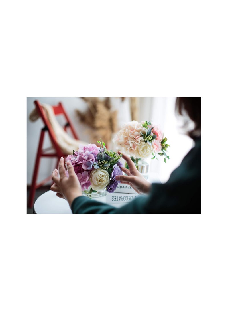 Y&D Artificial Flowers With Vases, Fake Rose Bouquet Table Decoration, Hydrangea Flower Wedding Party Family Bedroom Living Room Decoration  - Image 5