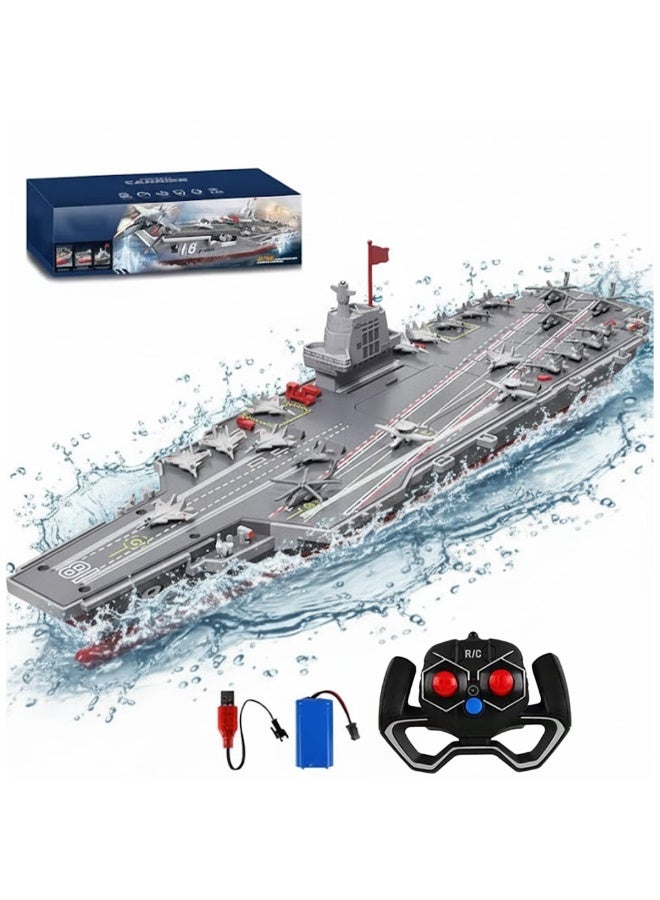 BlueFire Remote Control Boat for Kids & Adults - 16" High-Speed DIY Military Warship with 2 Rechargeable Batteries, 15mph Top Speed, 2.4Ghz RC Aircraft Carrier for Pool & Lake | Cool Model Gift for Boys 8-12 - Image 1