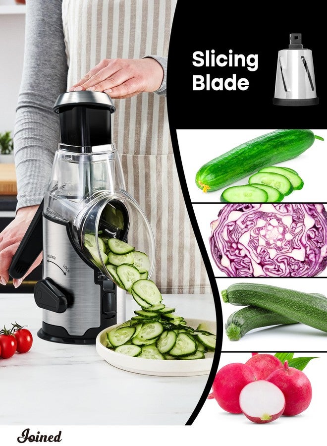 Joined Rotary Cheese Grater with Handle - Mandoline Slicer with 3 Stainless Steel Drum Blades-Vegetable Slicer Walnuts Grinder Cheese Shredder Round Mandoline with Peeler - Image 5