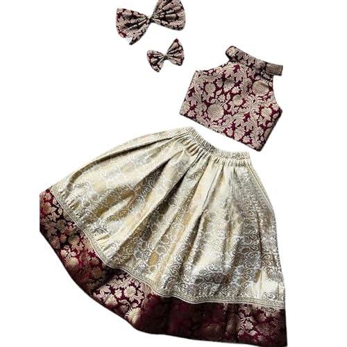 Naixa Girl's Cotton Fabric Off White Color Floral Print Lehenga Choli with Sleeveless and Drawstring Closure Type| Ready to Wear Lehenga Choli Set for Kids - Image 1