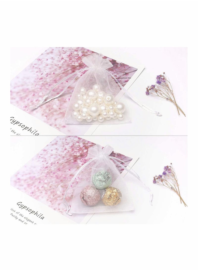 Excefore - Sheer Organza Bags 100 Pcs Favor Silk Candy Bags, White Jewellery Bags Small for Jewellery Gift Sugar Coins Seeds Storage Wedding Pouch Bags(7 x 9 cm) - Image 1