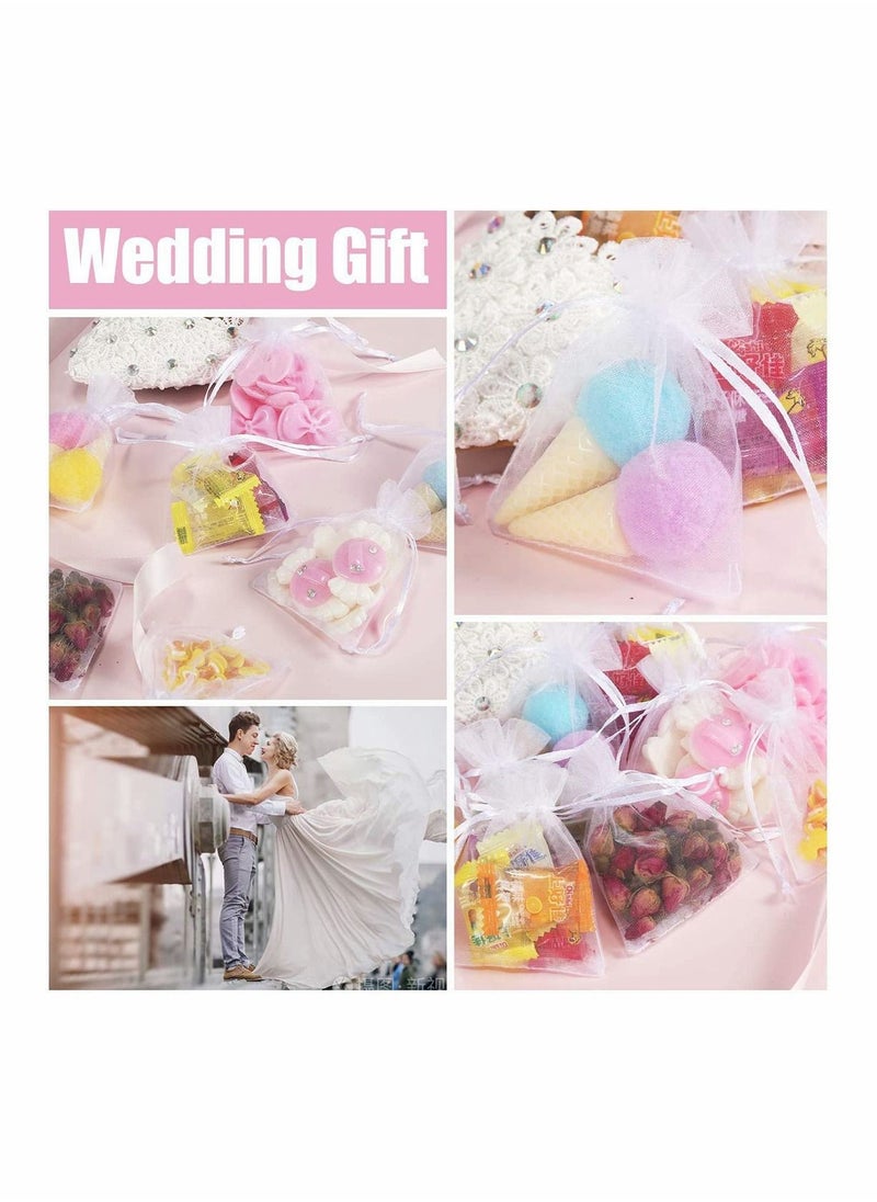 Excefore - Sheer Organza Bags 100 Pcs Favor Silk Candy Bags, White Jewellery Bags Small for Jewellery Gift Sugar Coins Seeds Storage Wedding Pouch Bags(7 x 9 cm) - Image 1