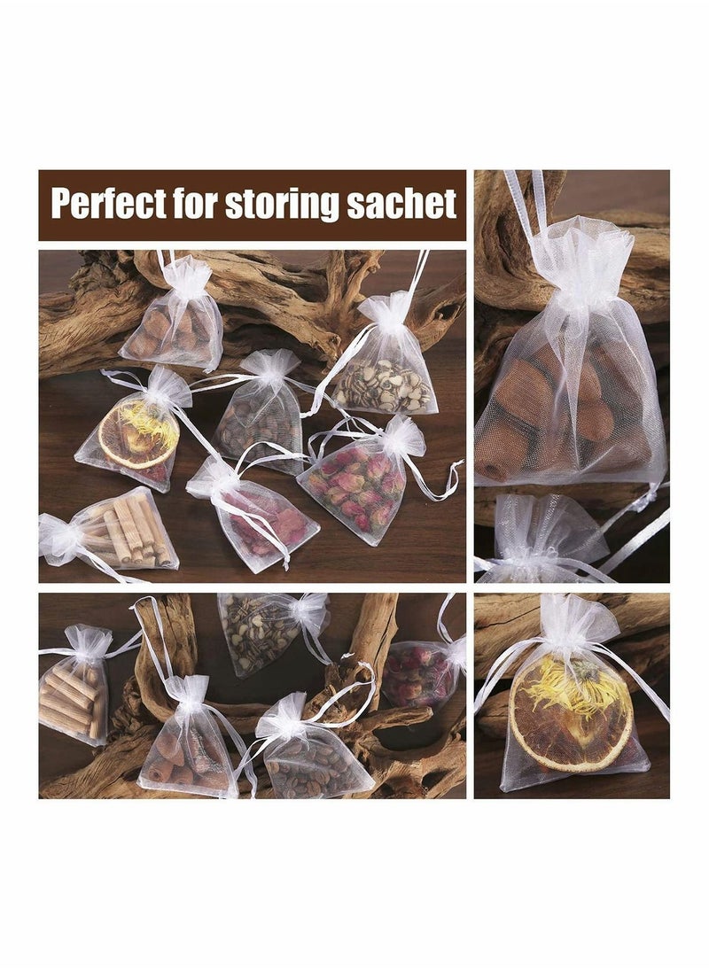 Excefore - Sheer Organza Bags 100 Pcs Favor Silk Candy Bags, White Jewellery Bags Small for Jewellery Gift Sugar Coins Seeds Storage Wedding Pouch Bags(7 x 9 cm) - Image 1