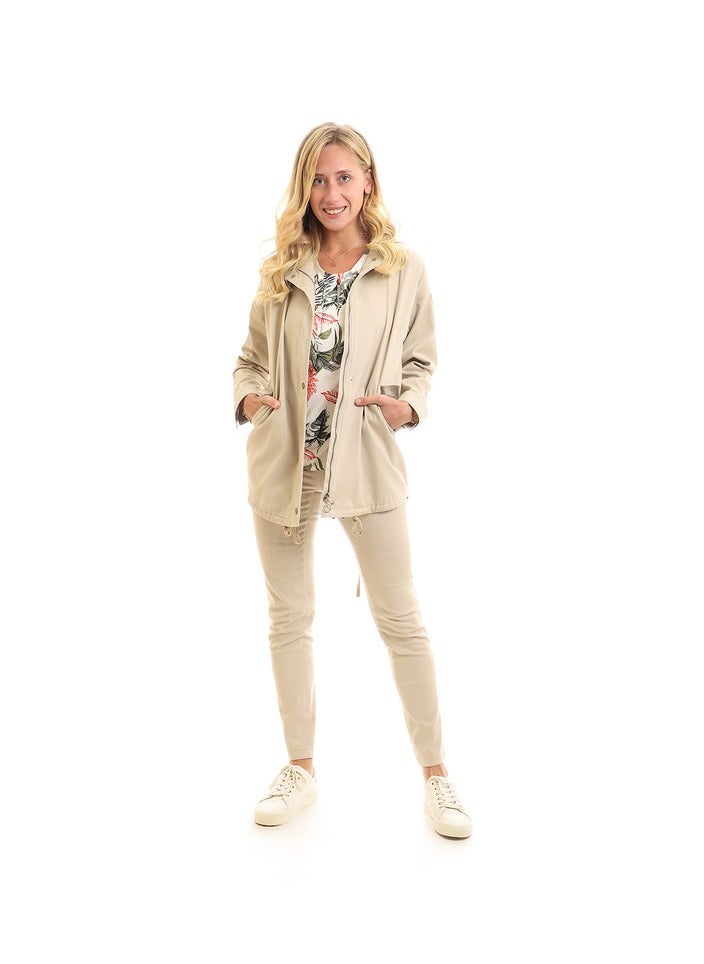 Esla Double Closure Casual Beige Jacket  - Image 1