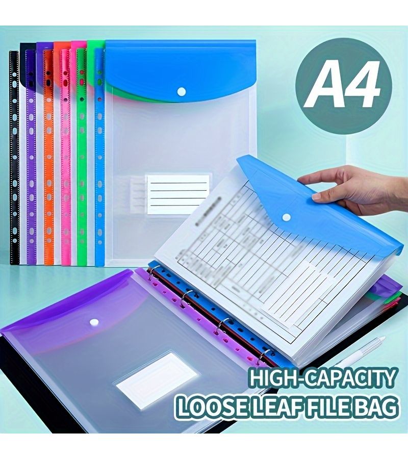 Orange Expandable File Folder With Pockets A4 High Capacity 11 Hole PP Organizer Loose Leaf Binder Rings For School Office Home Travel Portable Design - Image 1