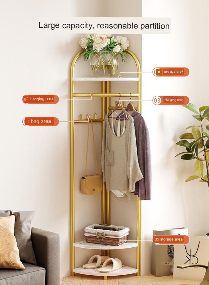 Light Luxury Bedroom Corner Coat Rack Floor Iron Hanger Nordic Home Storage Rack Simple Corner Hanging Clothes Storage  - Image 2