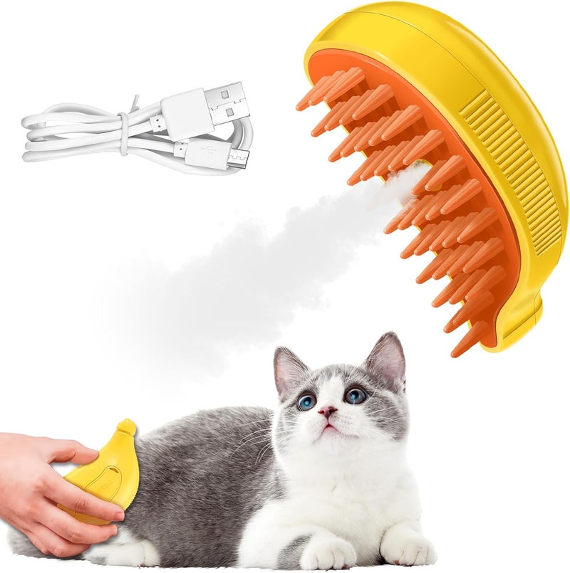OneNine Steamy Cat Brush, 3 in 1 Multifunctional Spray Cat Grooming Brush for Shedding, Self Cleaning Pet Grooming Tool for Long and Short Hair Dogs and Cats to Remove Tangled and Loose Hair - Image 1