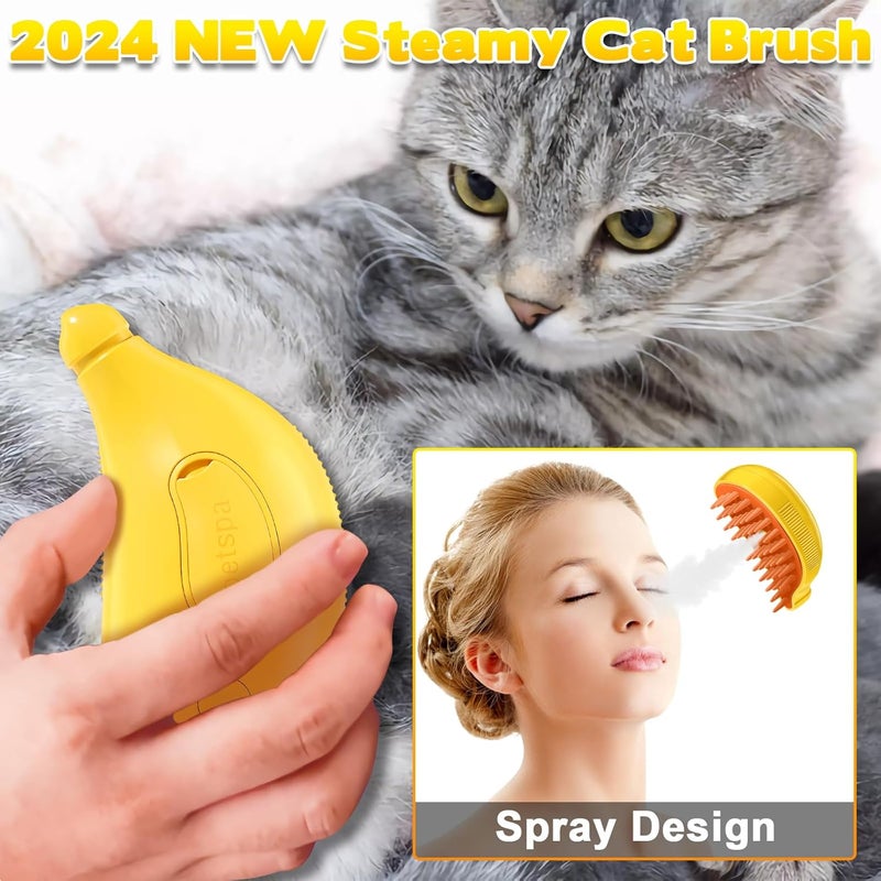 OneNine Steamy Cat Brush, 3 in 1 Multifunctional Spray Cat Grooming Brush for Shedding, Self Cleaning Pet Grooming Tool for Long and Short Hair Dogs and Cats to Remove Tangled and Loose Hair - Image 2