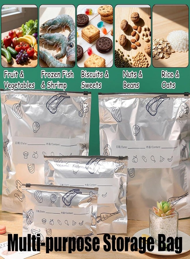 Orrda Reusable Zip Lock Bag for Fridge Storage | Aluminium Foil Sealed Zipper Pouch for Food Packing | Leakproof Fridge Ziplock Storage Bags for Vegetables, Snacks & Meal Prep (10 Psc_Silver) - Image 2