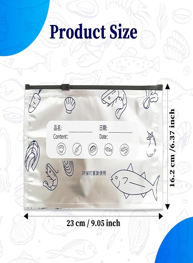 Orrda Reusable Zip Lock Bag for Fridge Storage | Aluminium Foil Sealed Zipper Pouch for Food Packing | Leakproof Fridge Ziplock Storage Bags for Vegetables, Snacks & Meal Prep (10 Psc_Silver) - Image 3