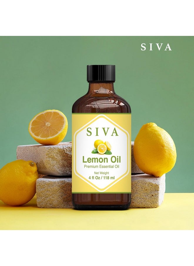 SIVA ORGANICS - SIVA Lemon Essential Oil - 4 Fl Oz - Natural Lemon Oil - for Diffuser, Face, Skin Care, Aromatherapy, Hair Care, Scalp and Body Massage - with Dropper - Image 1