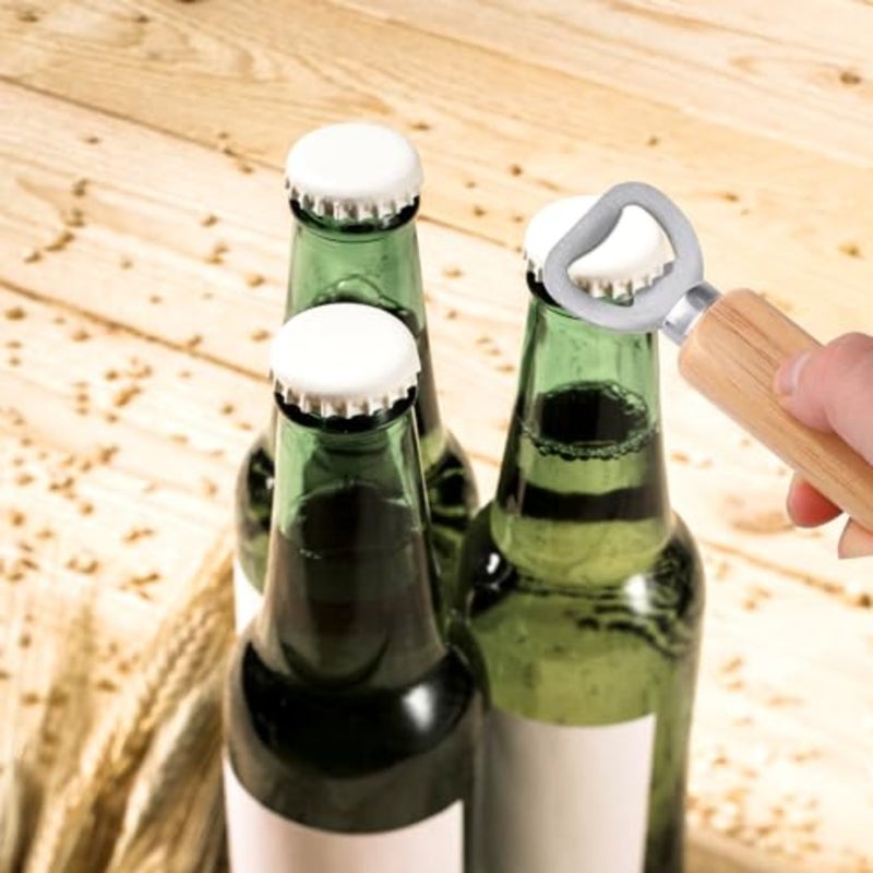 2pcs Magnetic Beer Bottle Opener, with Solid Wood Handle Pop Can Soda Can Opener for Fridge and RV Cool Kitchen Gadget Gift for Men Husband Father - Image 3