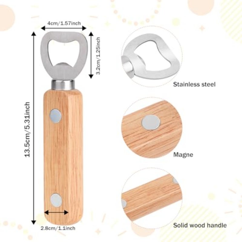 2pcs Magnetic Beer Bottle Opener, with Solid Wood Handle Pop Can Soda Can Opener for Fridge and RV Cool Kitchen Gadget Gift for Men Husband Father - Image 2