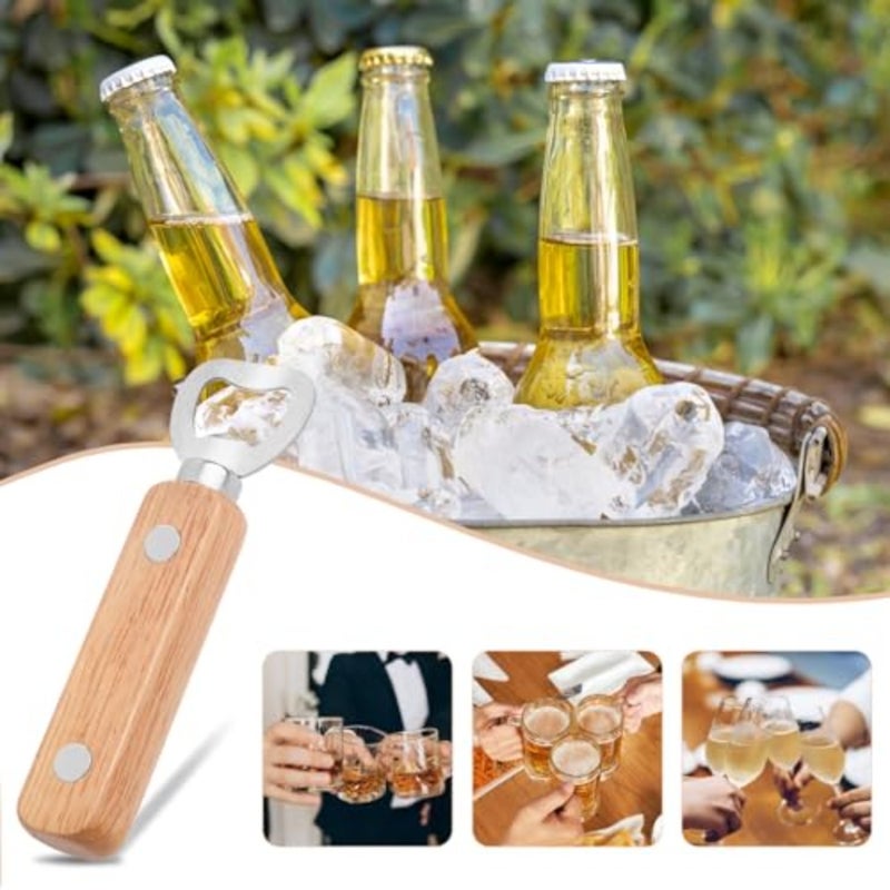 2pcs Magnetic Beer Bottle Opener, with Solid Wood Handle Pop Can Soda Can Opener for Fridge and RV Cool Kitchen Gadget Gift for Men Husband Father - Image 4