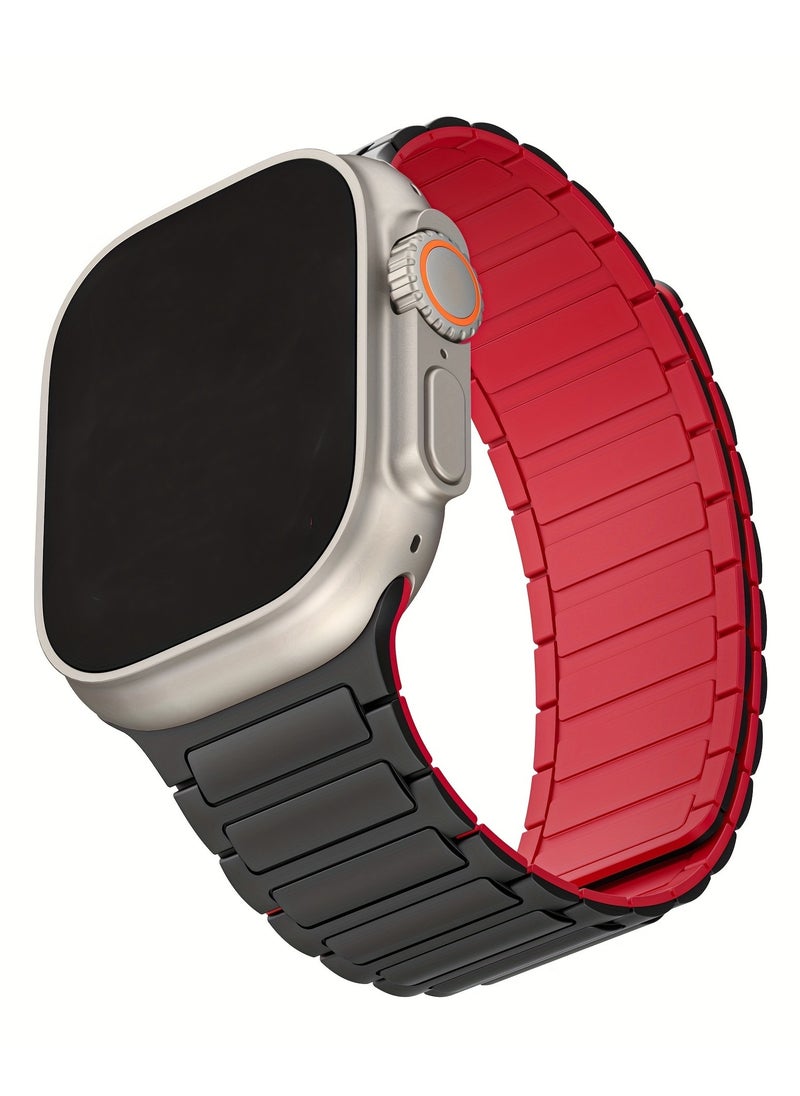 Generic - Magnetic Silicone Band for Apple Watch Ultra Ultra2/ 9 8 7 6 5 4 3 2 1 SE,Soft Silicone Waterproof Strap Wristbands Compatible with iWatch Apple Watch Series Ultra 49mm 45mm 44mm 42mm Women Men - Image 1