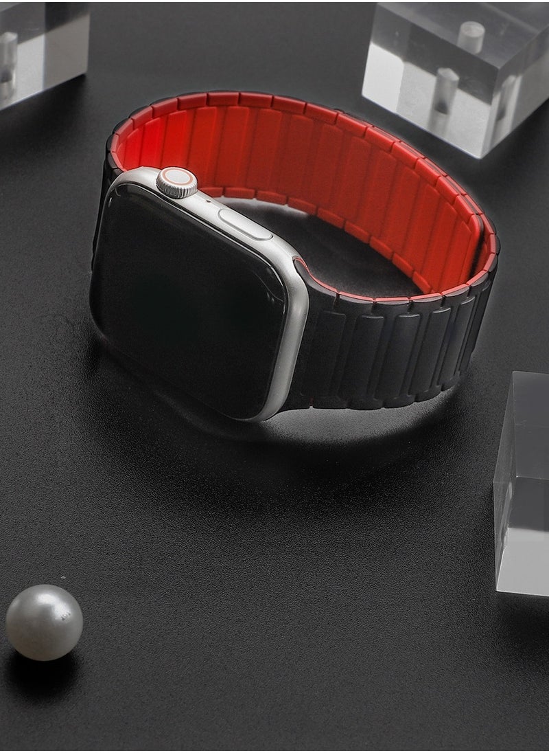 Generic - Magnetic Silicone Band for Apple Watch Ultra Ultra2/ 9 8 7 6 5 4 3 2 1 SE,Soft Silicone Waterproof Strap Wristbands Compatible with iWatch Apple Watch Series Ultra 49mm 45mm 44mm 42mm Women Men - Image 1