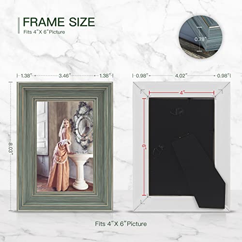 XUANLUO 3 Pack 4x6 Inch Picture Frames Farmhouse Rustic Vintage Distressed Wood Grain Photo Frame with HD plastic cover for Table Top Display and Wall Hanging - Image 2