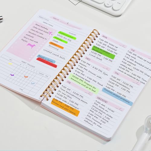 Aosemili Undated Weekly Planner, A5 Personal Goals Journal Non Dated Weekly Planner to Do List Notebook with Goal Habit Tracker Organizer, Cute Undated Week Planners with Spiral Binding for Kids School Work - Image 3