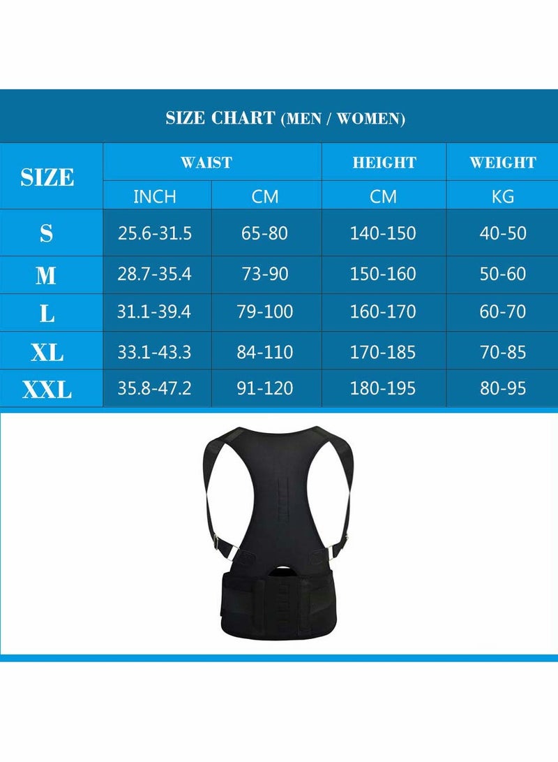 Posture Corrector Adjustable Magnetic Support For Neck Shoulder Upper And Lower Back- Black, Small - Image 2