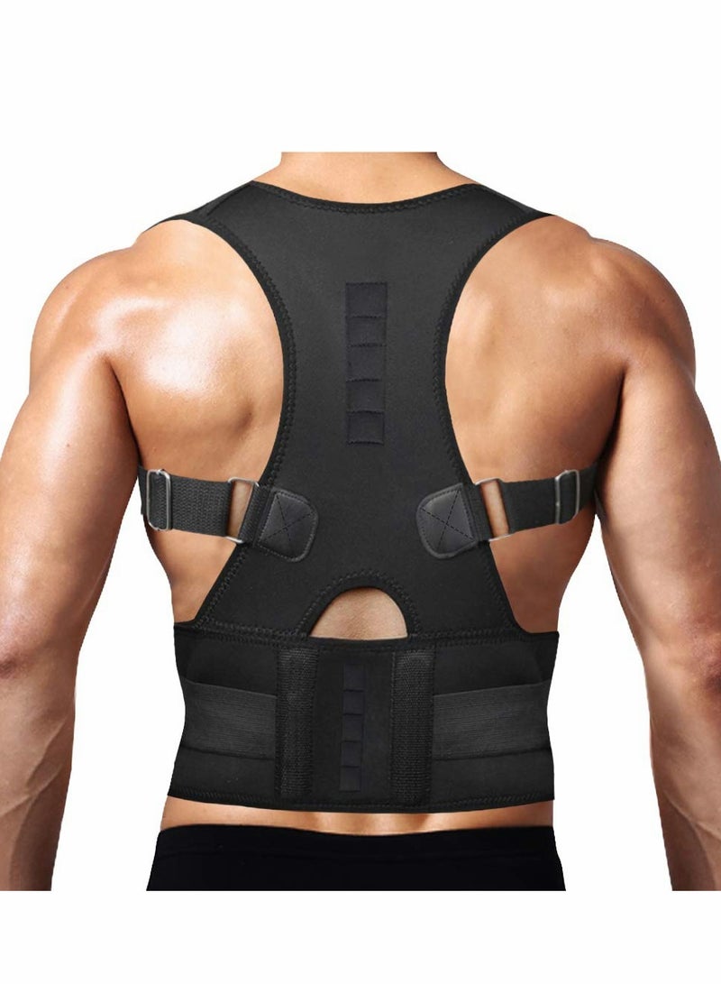 Posture Corrector Adjustable Magnetic Support For Neck Shoulder Upper And Lower Back- Black, Small - Image 1