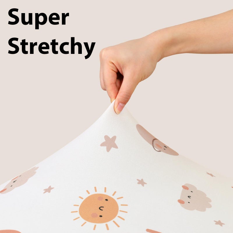 FIEMOL Baby Crib Sheets for Boys and Girls, 3 Pack Fitted Toddler Bed Sheets Neutral for 52â€x28â€ Standard Crib and Toddler Mattresses, Super Soft Microfiber Orange Sun Rainbow - Image 4