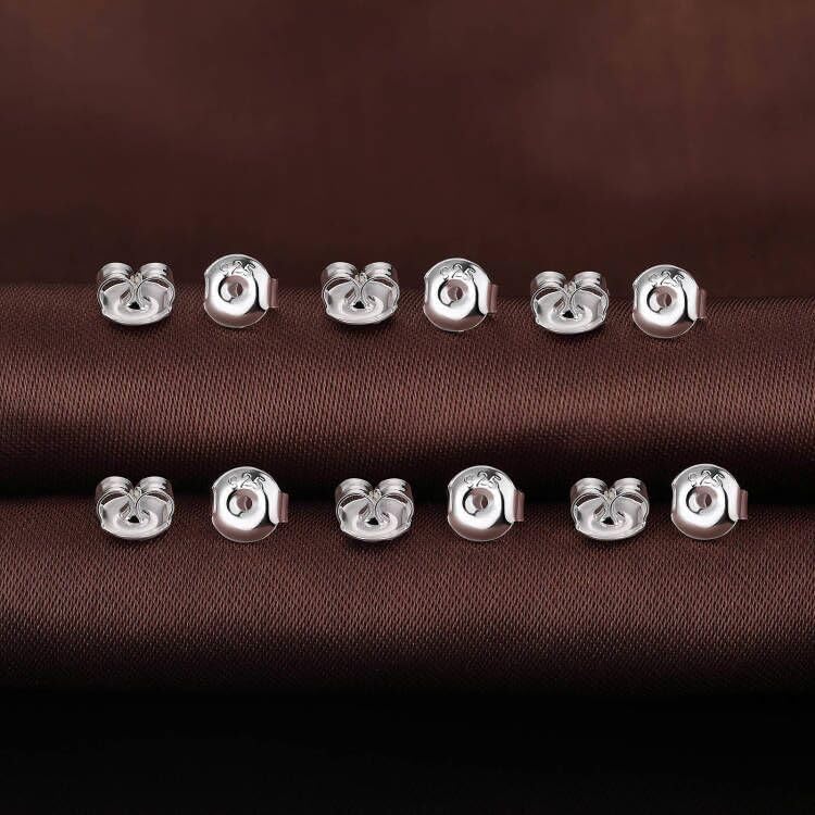 DELECOE 925 Silver Earring Backs Replacements for Studs,Hypoallergenic Secure Gold Earring Backs Locking for Studs Earrings, 12pcs - Image 5