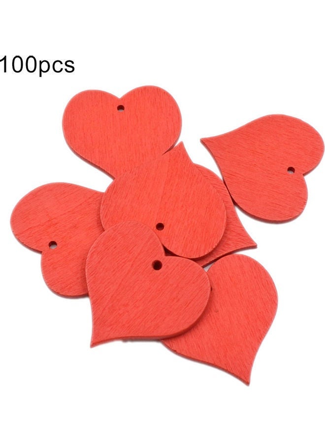 NIBEMINENT 100-Piece Heart Shape Wooden Buttons Red