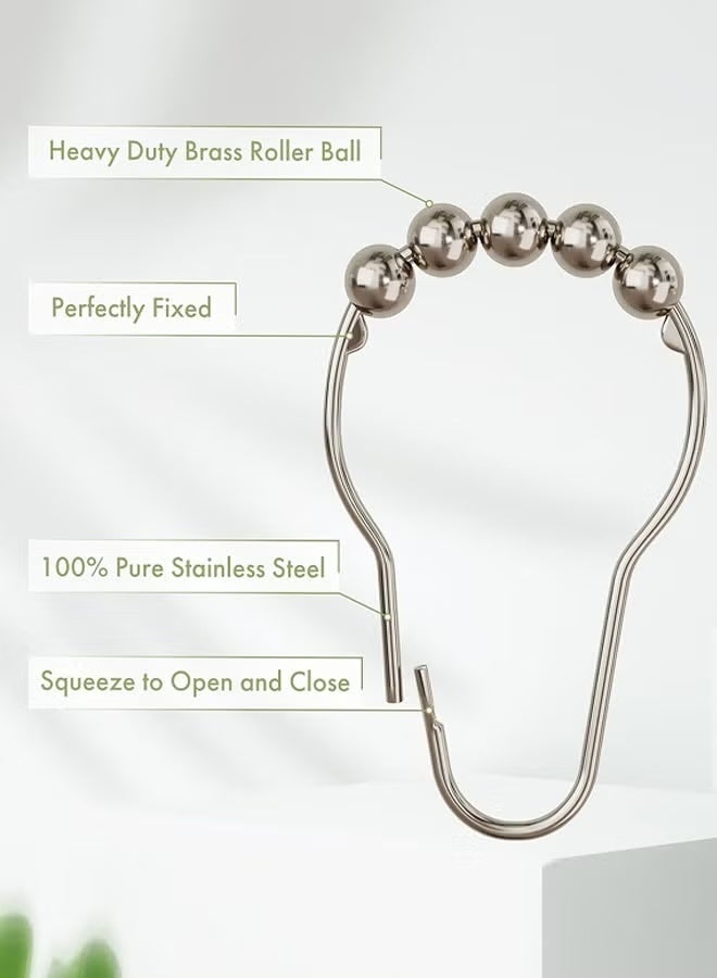 Shower Curtain Hooks Rings, 12Pcs Rust-Resistant Metal Shower Curtain Hooks for Bathroom Shower Rods Shower Hooks Shower Rings for Curtain - Image 4