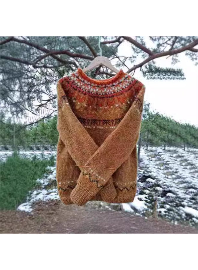 Women's over Sweater Women's Autumn And Winter Color Matching Loose Fashion All-match Knitted Sweater