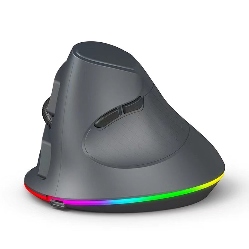 Wireless Gaming Mouse: Black 6-Button Vertical Mouse - 2.4G & BT Dual Modes, 3 Switchable 800-1600 DPI, Colorful LED Light for PC Gaming & Graphic Design Work - Image 3