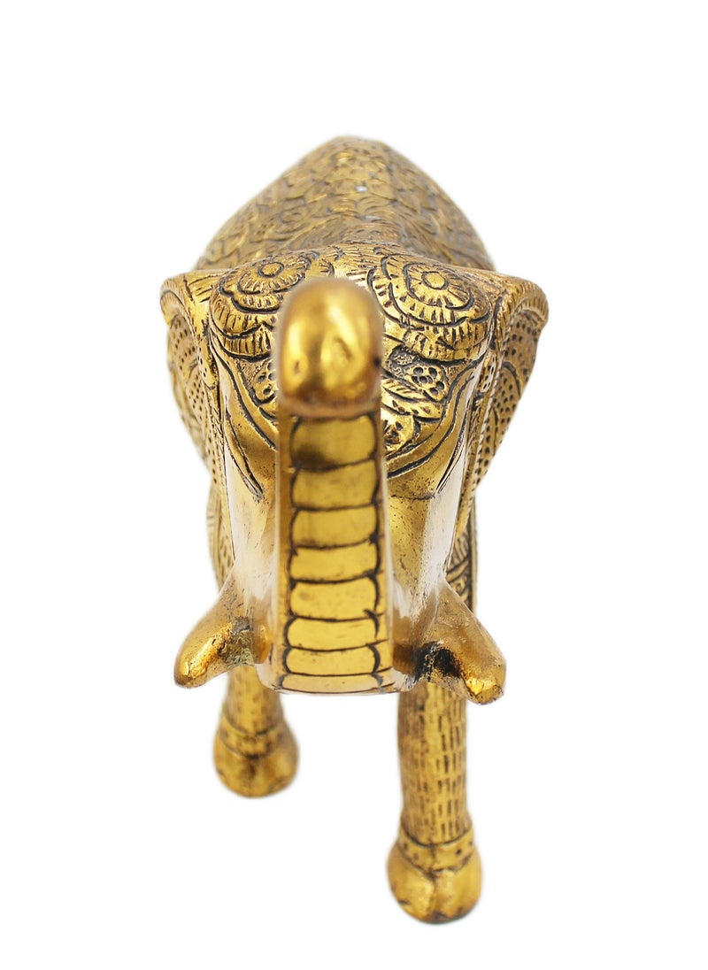 Antique Museum Handcrafted Metal Elephant Figurine 8 Inch  - Image 1