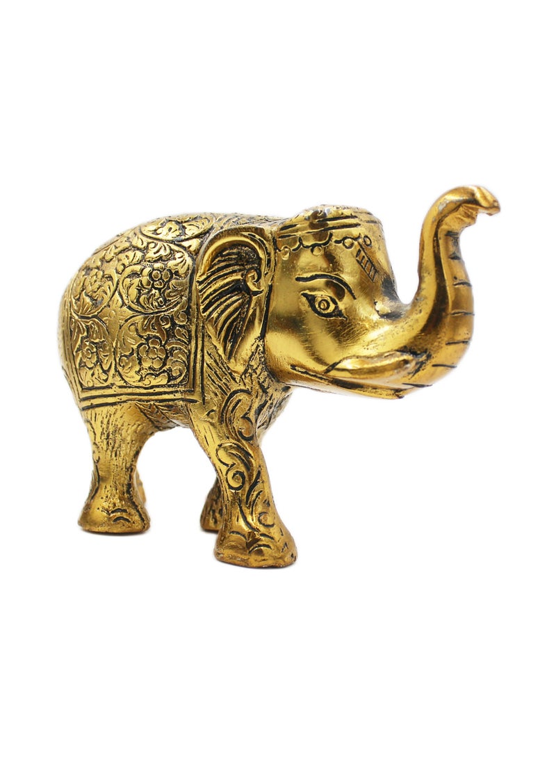 Antique Museum Handcrafted Metal Elephant Figurine 8 Inch  - Image 3