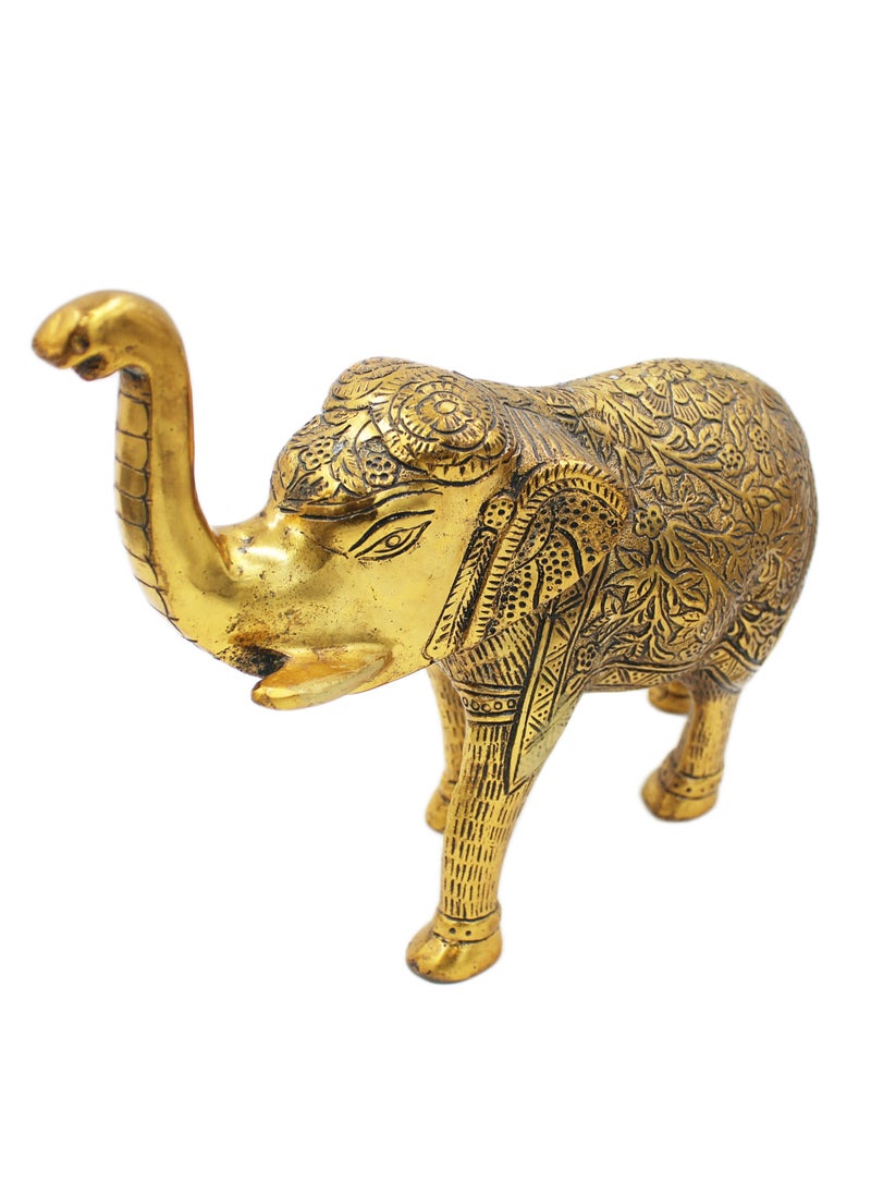 Antique Museum Handcrafted Metal Elephant Figurine 8 Inch  - Image 4