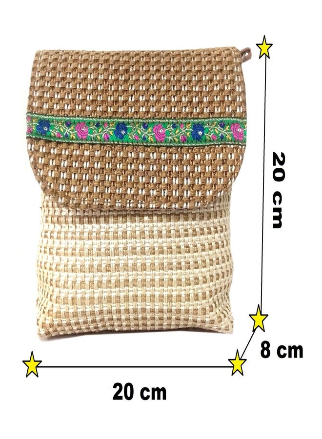 Travo Time Ethnic Jute Sling bag/Cross body bag for women/Handmade sling bag for women Color Cream - Image 3