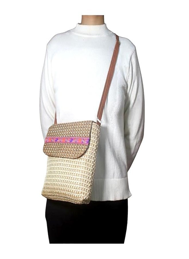 Travo Time Ethnic Jute Sling bag/Cross body bag for women/Handmade sling bag for women Color Cream - Image 4