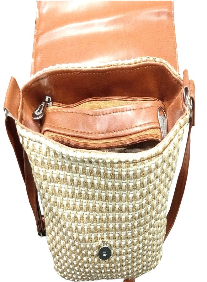 Travo Time Ethnic Jute Sling bag/Cross body bag for women/Handmade sling bag for women Color Cream - Image 2