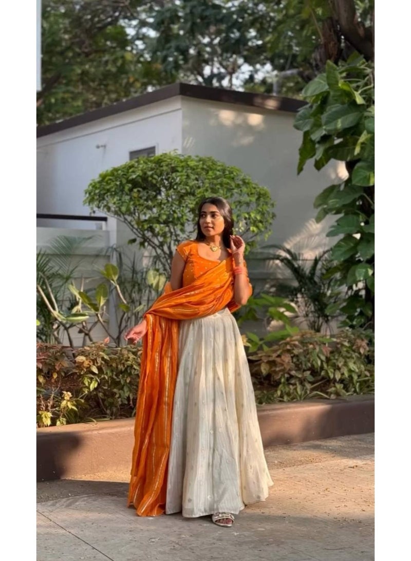 Super Asian Elegant Jacquard Silk Lehenga Set with Micro Cotton Lining & Matching Dupatta - Image 1