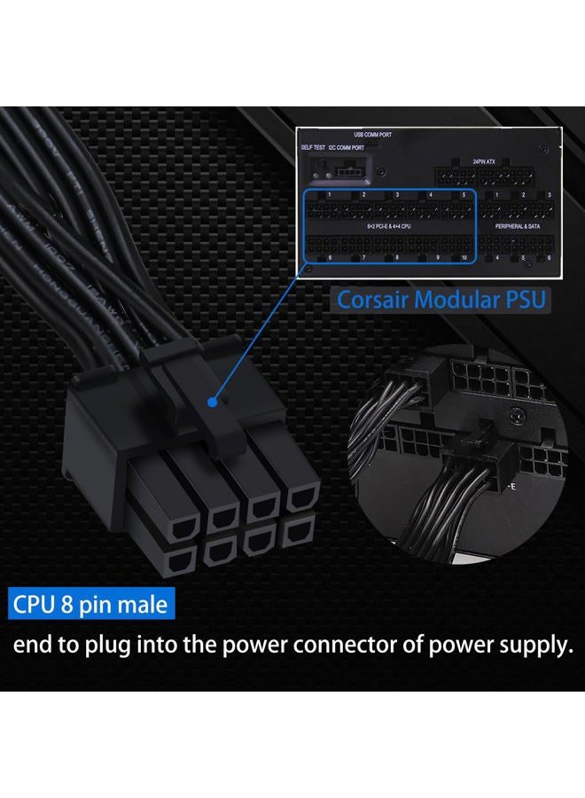 COMeap CPU 8 Pin Male to CPU 8 Pin (4+4 Detachable) Male EPS-12V Motherboard Power Adapter Cable for Corsair Modular Power Supply 25-inch(63cm) - Image 4