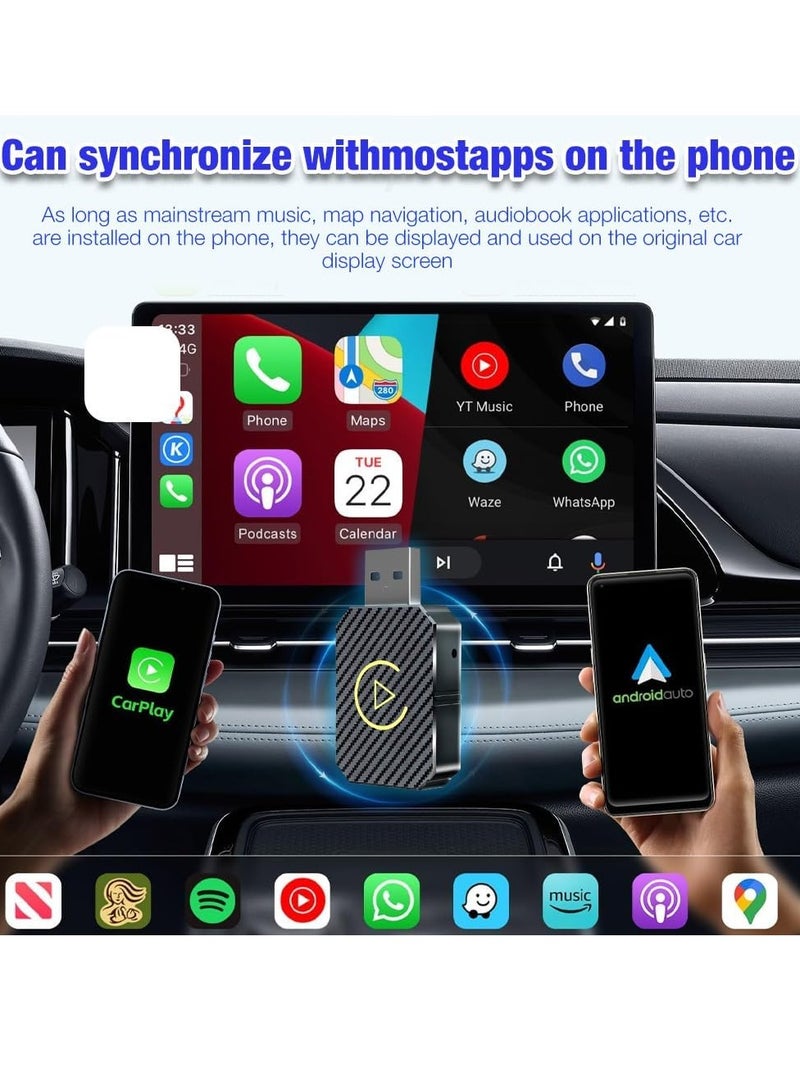 Wireless Bluetooth Carplay Adapter, 2 in 1 Wireless Carplay Adapter, Mini Edition Wireless Adapter for Android Auto, Compatible with Cars with AA and Carplay, USB C/A Cables - Image 3