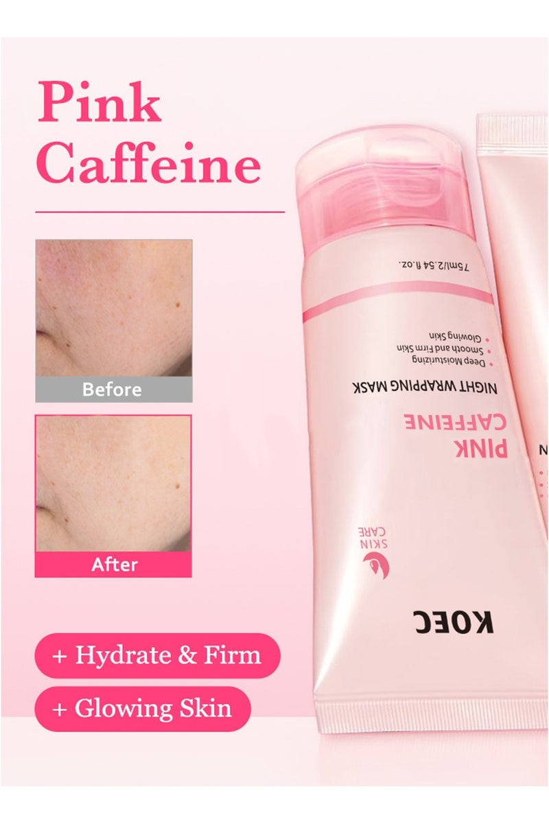 KOEC Pink Caffeine Overnight Wrapping Peel Off Facial Mask , Deep Moisture, Firm Skin,  Refined, Glass Skin & Face Contour Support - Image 2