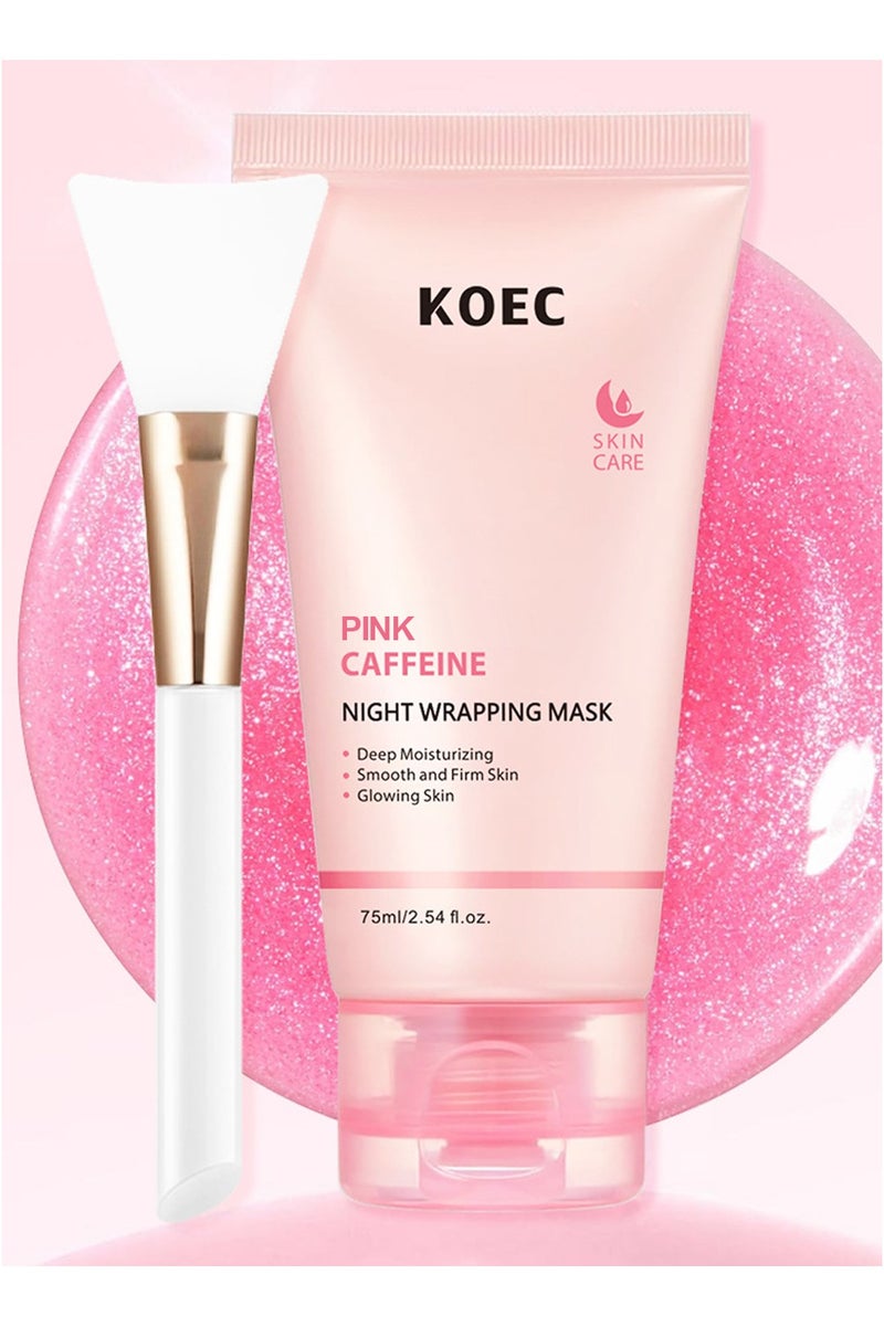 KOEC Pink Caffeine Overnight Wrapping Peel Off Facial Mask , Deep Moisture, Firm Skin,  Refined, Glass Skin & Face Contour Support - Image 1