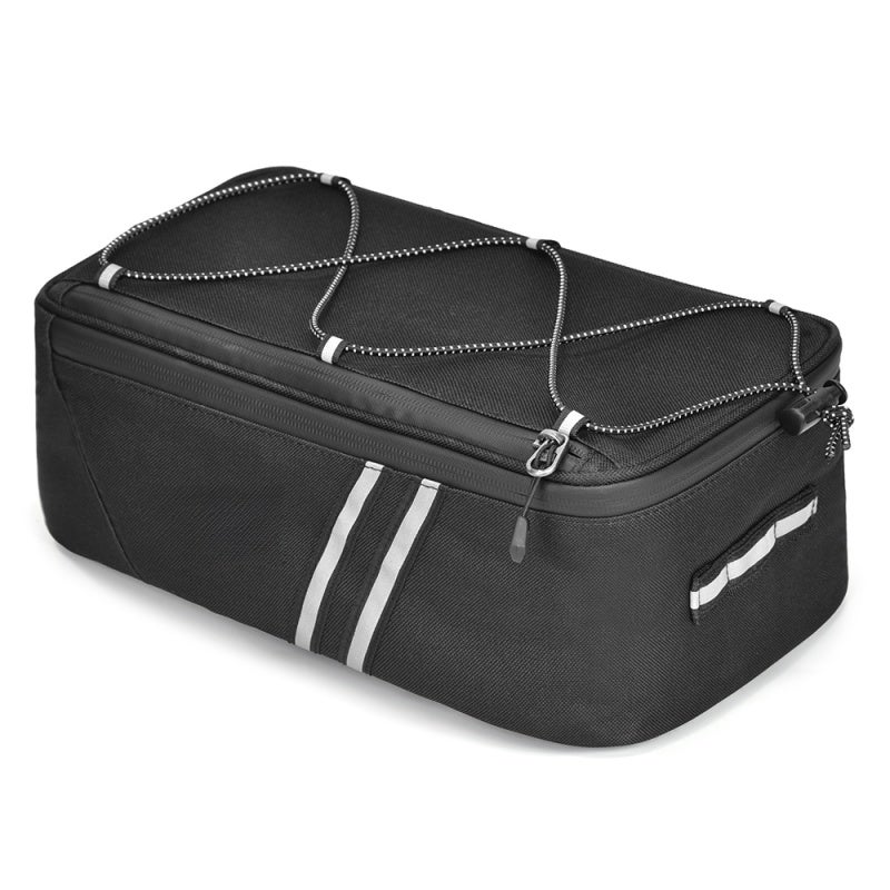 ANMEILU Bike Rack Bag 7L Capacity Polyester Black - Water-Resistant Zippers Bicycle Trunk Bag With Rain Cover - Reflective Straps Rear Pack for Bicycle - Image 4