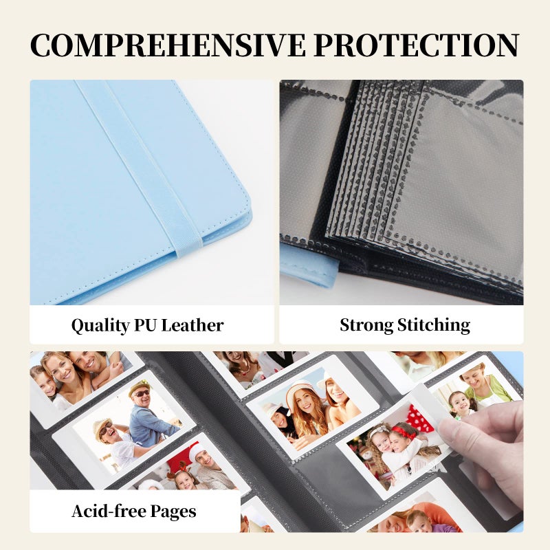 Veicevol 400 Pockets Photo Album for Fujifilm Instax Mini Camera  Polaroid Camera  Album for Fujifilm Instax Mini 11 12 90 70 9 8+ 8 LiPlay Instant Camera  Polaroid Snap PIC-300 Z2300 Instant Camera (Blue) - Image 4