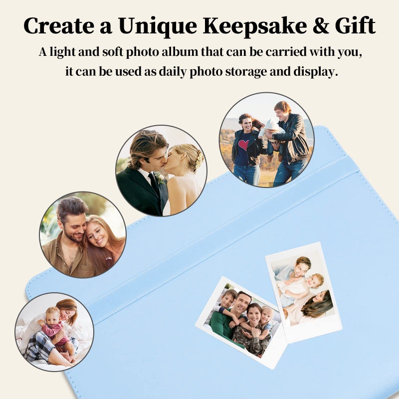 Veicevol 400 Pockets Photo Album for Fujifilm Instax Mini Camera  Polaroid Camera  Album for Fujifilm Instax Mini 11 12 90 70 9 8+ 8 LiPlay Instant Camera  Polaroid Snap PIC-300 Z2300 Instant Camera (Blue) - Image 5