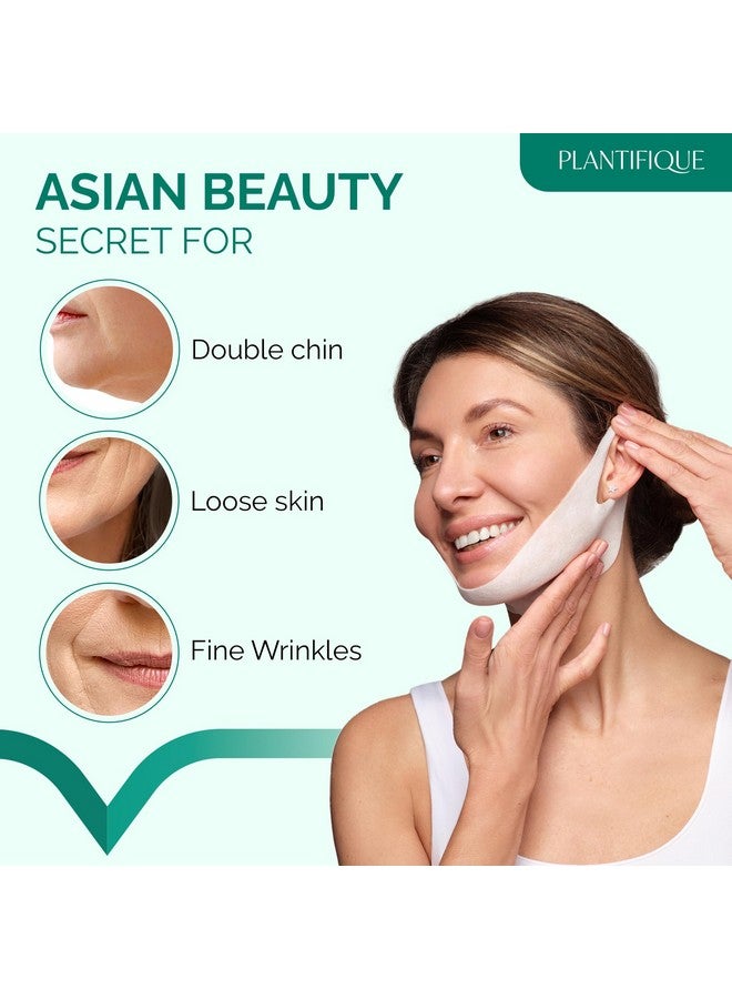 Plantifique Vline Collagen Mask For Face 5 Pcs Chin Strap For Women & Men V Line Lifting Mask With Collagen And Hyaluronic Acid V Shape Face Tape Chin And Neck Mask For Skin Firming - Image 2