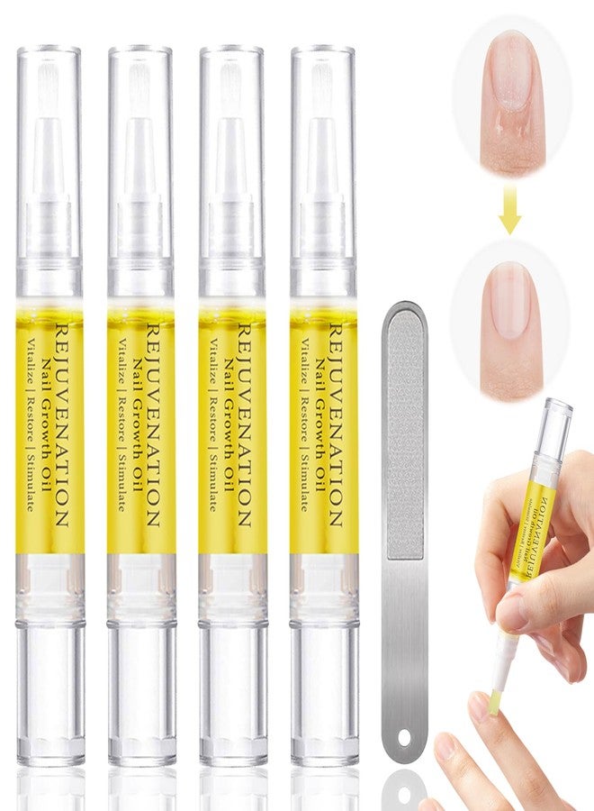 Grenben Rejuvenation Nail Growth Oil, Nail Oil for Growth and Strength Rejuvenation, Rejuvenation Nail Growth Serum for Nail Strengthener and Growth with Nails File (4PCS) - Image 1