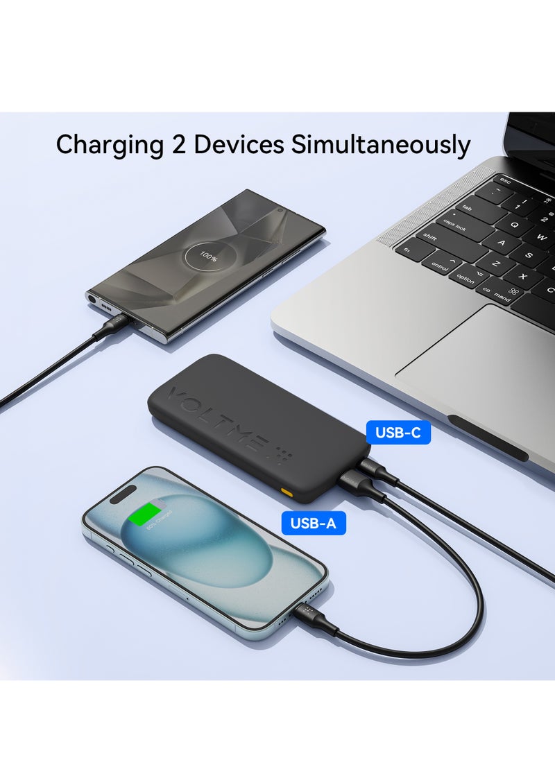 VOLTME - 10000 mAh Fast Charging Power Bank 22.5W PD, Ultra-Slim 10000mAh External Battery Pack, Type C Quick Charge, Portable Powerbank for iPhone 16 Pro Max/16 Pro/16 Plus/15/14/13/12, Samsung Galaxy S24/S23/S22/S21, Pixel 6/7, iPad & More, High-Speed Charging, Compact & Lightweight USB C Power Bank for Travel (Black) - Image 1